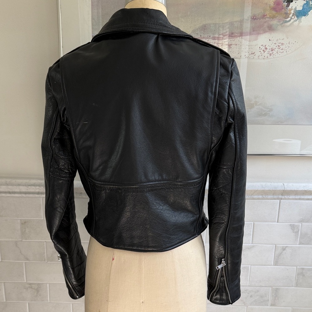 Re/Done Black Leather Moto Jacket - Picture 11 of 17